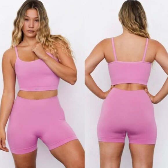 SET ACTIVE SCULPTFLEX POWER BIKER BOOTY SHORTS in Charm Pink L $59 - Picture 1 of 7